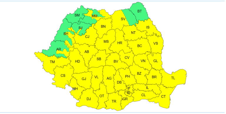 ALERTĂ METEO | Atenționare de cod galben pentru furtuni și grindină în București. Prognoza specială preconizează zile umede și vântoase, cu rafale de 60-70 km/h.