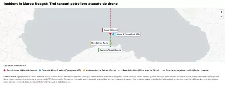 Trei structuri petroliere lovite de drone în Marea Neagră, în apropierea Strâmtorii Bosfor